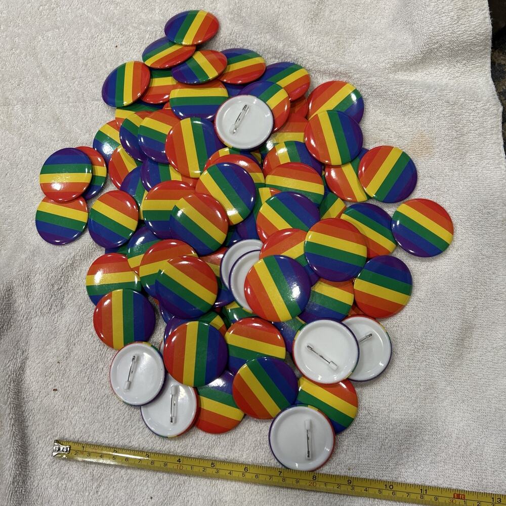 100 RAINBOW FLAG PINS Gay Lesbian Pride LGBT New 2” Round New
